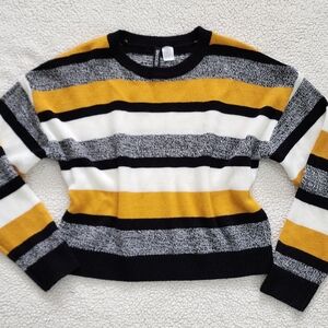 H&M Black, White, and Yellow Striped Sweater